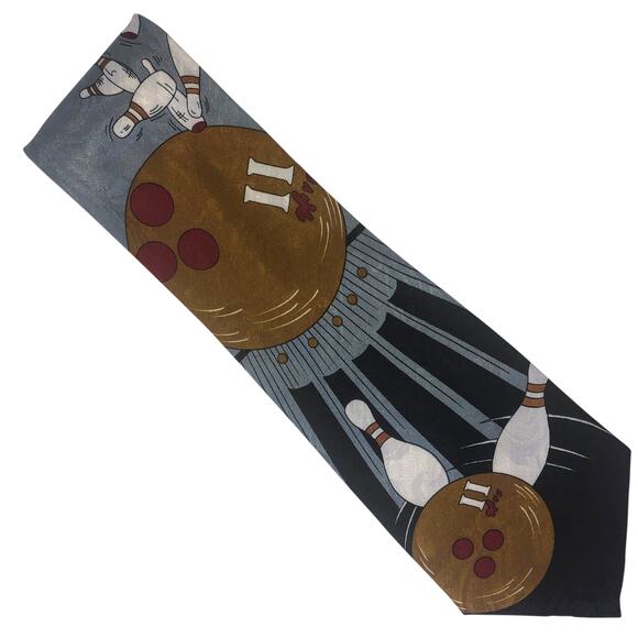 Silver and Gold Bowling Tie - Picture 2 of 5